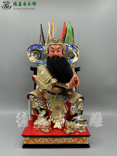 古典漆线雕香樟木手工白马老师公