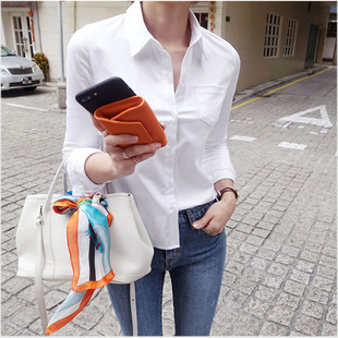 职业内搭修身 上衣洋气长袖 打底棉衬衣 女设计感小众2020春装 白衬衫