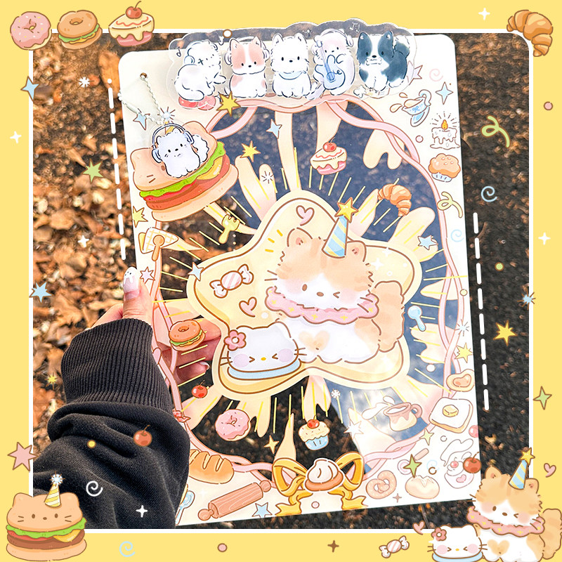 A4亚克力夹板学生绘画写字垫板加厚资料试卷夹板可爱黄色星星小猫,文具电教/文化用品/商务用品,文件夹/试卷夹,淘宝优惠券,粉丝福利购,淘宝优惠卷