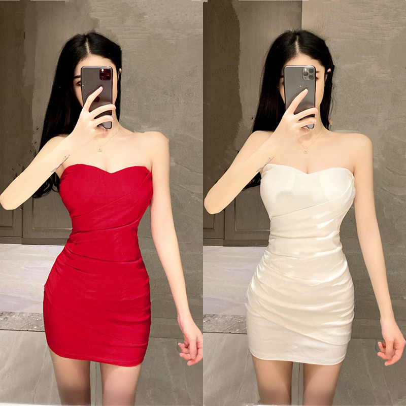 夜店女装裹胸小礼服直播衣服女主播收腰显瘦气质紧身包臀连衣裙子