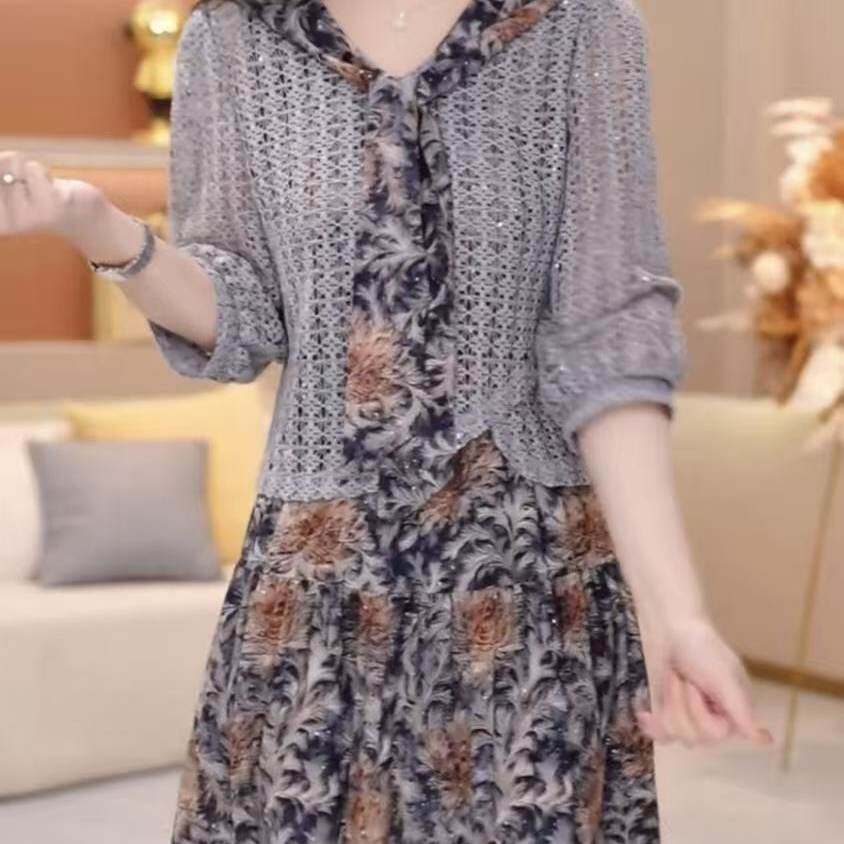 9356优雅时髦高级时尚洋气碎花超仙俩件套秋季新款中年妈妈套装女