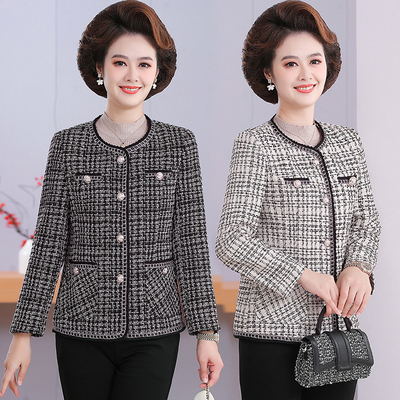 春秋小香风短款外套妈妈新款