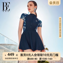 连体泳衣女防晒显瘦保守防走光半高领 BE范德安花漾系列2024新品