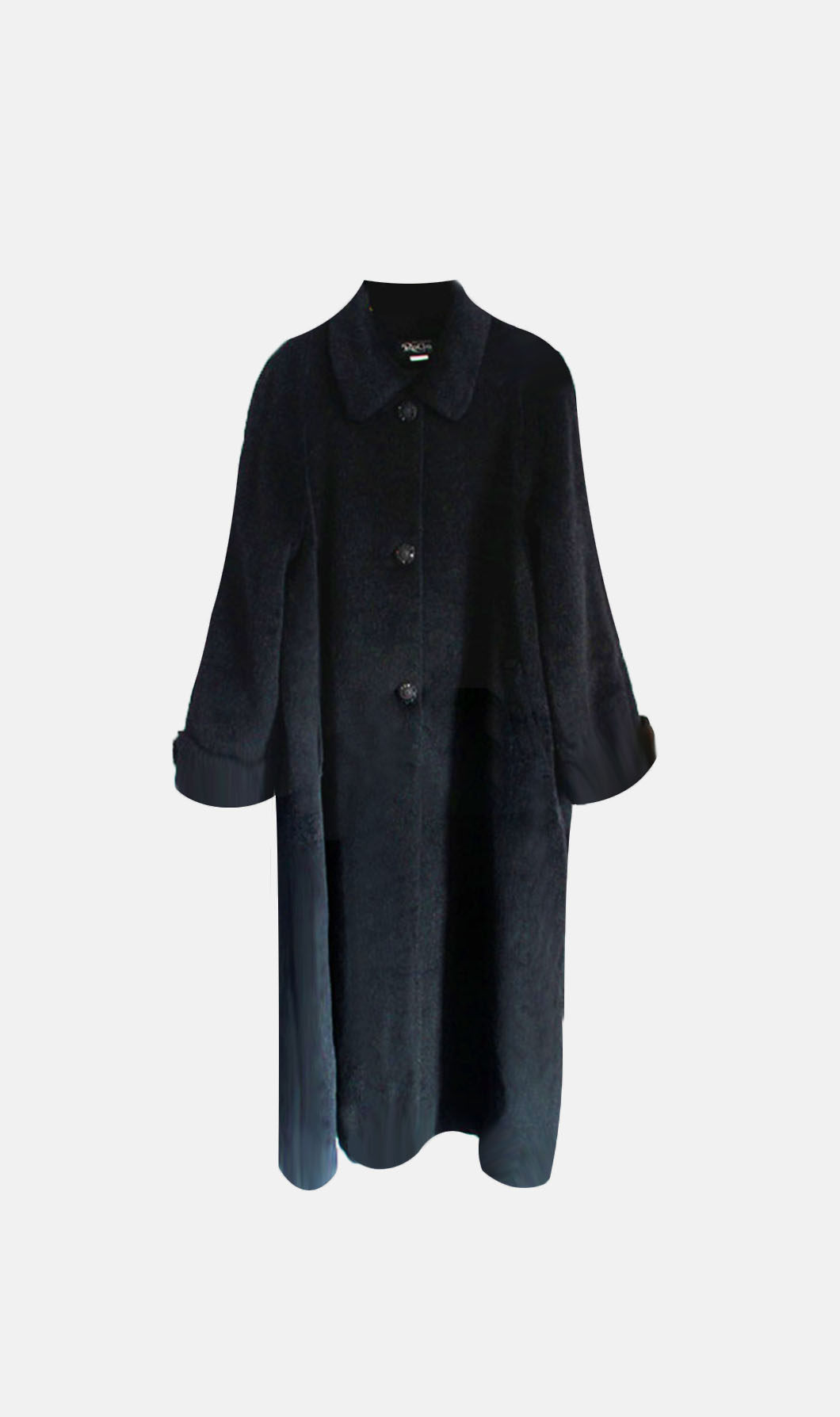 vintage小众精品古着气质法式黑灰长款羊绒大衣摩登复古早春链接