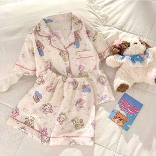 2025新款儿童睡衣女夏季中大童小女孩卡通可爱家居服女童空调套装