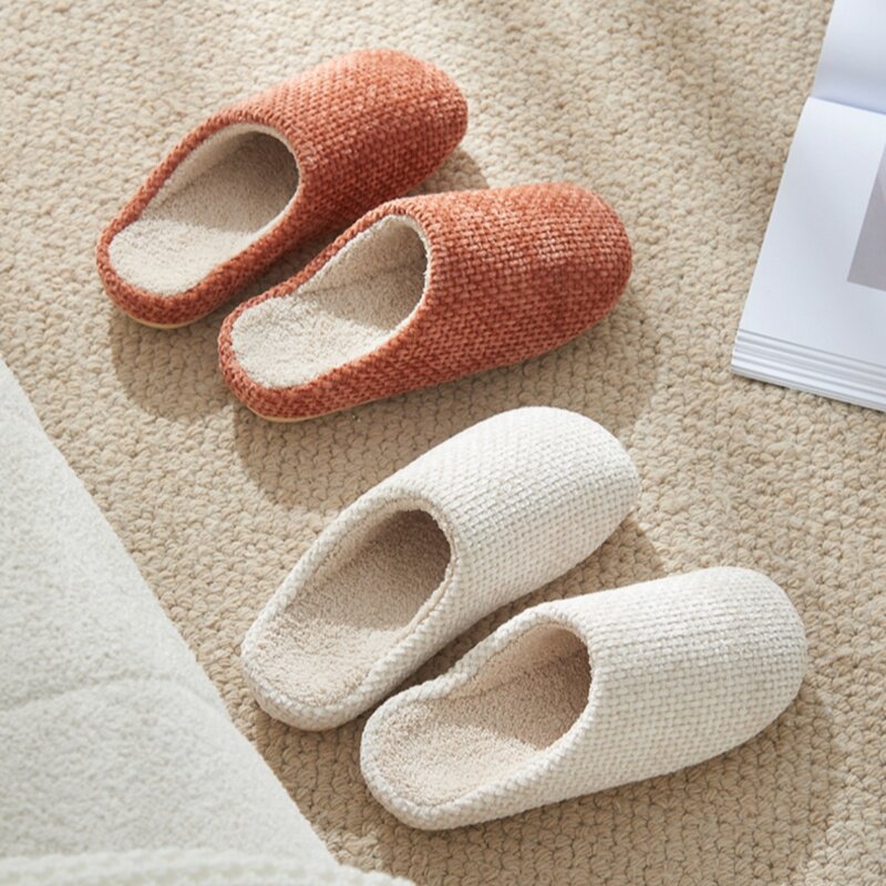 简约纯色雪尼尔针织加绒保暖冬季居家室内防滑地板情侣家用棉拖鞋,女鞋,包头拖,淘宝优惠券,粉丝福利购,淘宝优惠卷