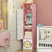 儿童布衣柜钢管加粗加固加厚款 窄经济型简约现代小柜子宝宝小衣橱