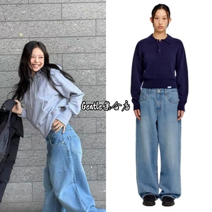 现货 era 金智妮Jennie同款 26早春款高腰显瘦直筒阔腿牛仔裤女