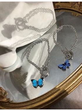 钛钢蝴蝶闺蜜小手链女学生个性花卉手链日韩甜美可爱烤漆小首饰