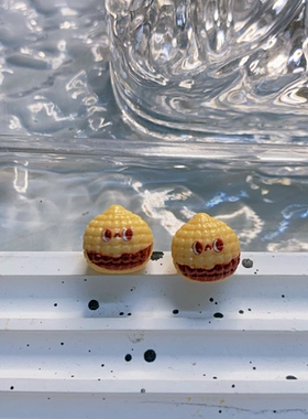 手工可爱仿真迷你小栗子酱耳钉趣味搞怪零食板栗蚊香耳夹精致ins