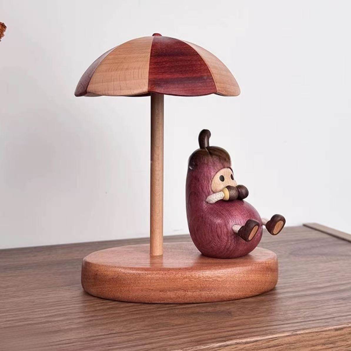 实木遮阳伞摆件可爱创意慵懒桌面小摆件朋友礼物生日礼物女生礼物