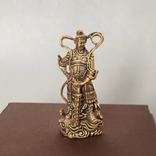 黄铜韦陀天菩萨护法铜像小摆件关公居家用供奉佛像桌面寺庙佛堂