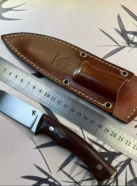 聂雨进口440C拉丝高硬度直刀迷你手把肉刀吃肉刀水果刀随身便携