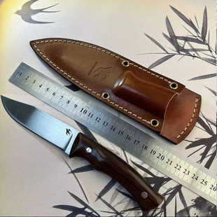 聂雨进口440C拉丝高硬度直刀迷你手把肉刀吃肉刀水果刀随身便携