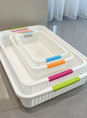 收纳筐塑料筐大号长方形收纳篮加厚置物篮桌面办公文件框A4书本A5