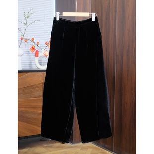 真丝丝绒棉裤香蕉裤型九分裤冬款保暖夹棉桑蚕丝棉裤