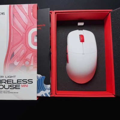 LAMZU兰族亚特兰蒂斯Atlantis Mini迷你炽雪红白无线游戏电竞鼠标