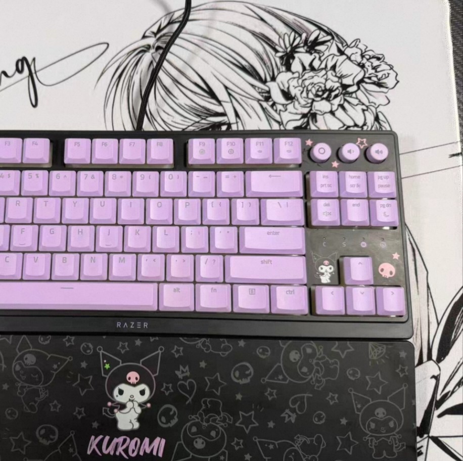 Razer雷蛇雨林狼蛛V3竞技版联名库洛米限定绝版收藏有线薄膜键盘