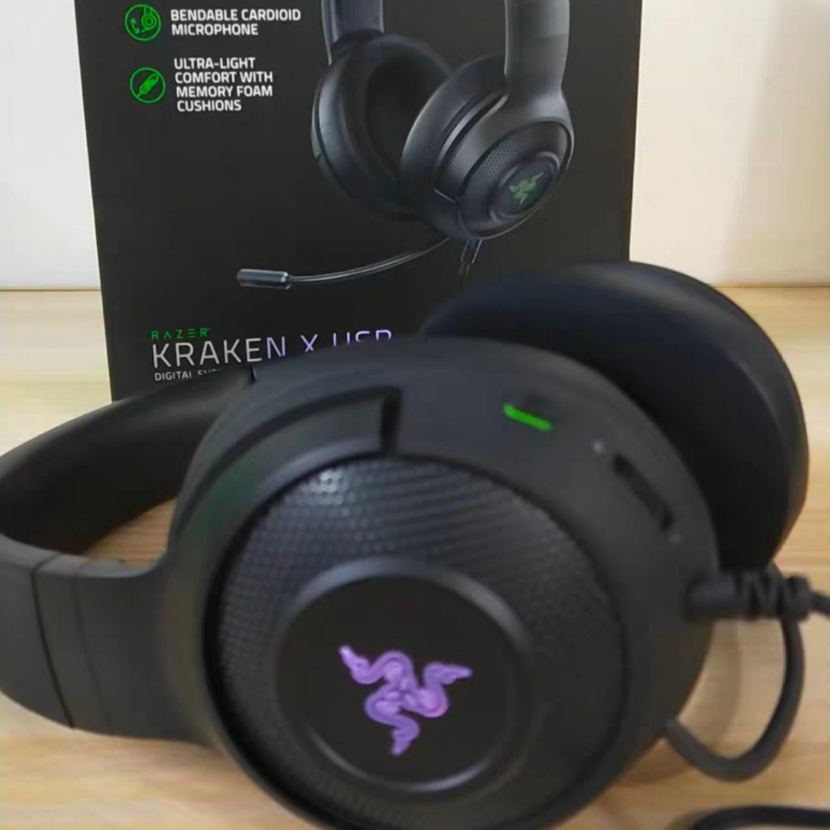 Razer雷蛇 北海巨妖X标准版头戴式7.1环绕有线USB幻彩RGB游戏耳机