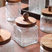 复古雕花玻璃密封罐食品级储物罐冰糖白糖干果零食收纳罐茶叶储存