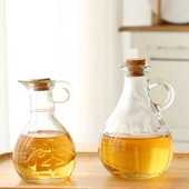 玻璃木塞油壶透明精致家用油瓶香油酱油瓶橄榄油壶把手玻璃倒油瓶