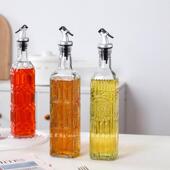 浮雕方形玻璃瓶油壶防漏厨房装 油瓶油罐香油酱油醋壶调料瓶油瓶子