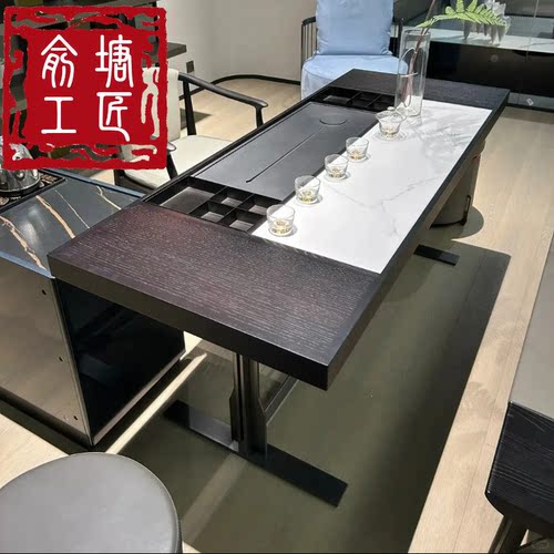 一体小户型新中式客厅功夫泡茶台