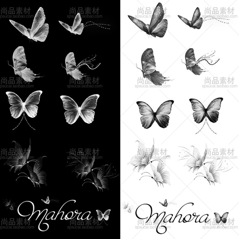 ps笔刷蝴蝶手绘背景元素梦幻插画水彩画笔预设绘画素材