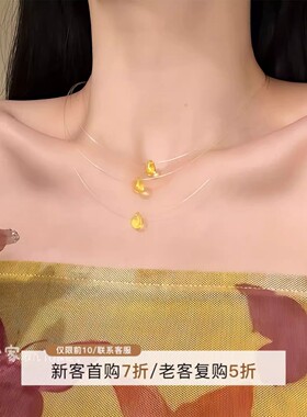 【盛夏琥珀】简约气质黄色水滴项