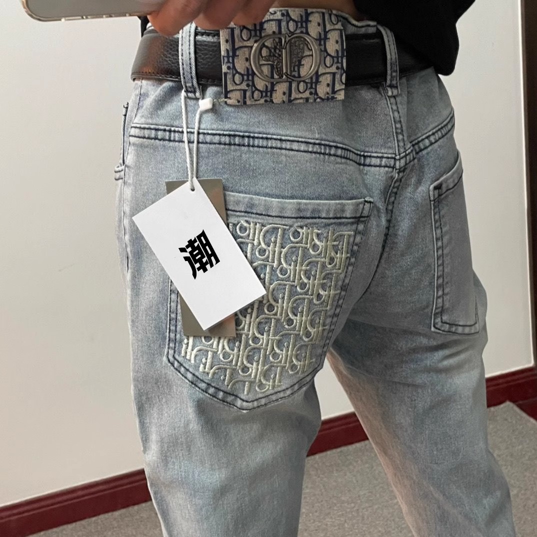 网红苏6同款精神小伙刺绣牛仔裤