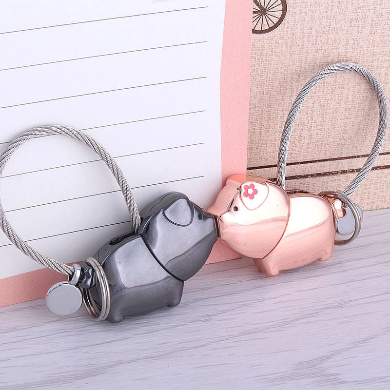 创意小猪一对情侣钥匙扣接吻猪汽车钥匙链男女钥匙圈可爱挂件礼品