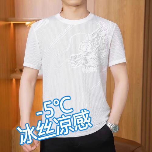 短袖男t恤宽松凉感夏季外穿帅气大码男士休闲运动上衣服冰丝薄款