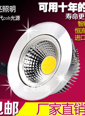 led射灯cob客厅天花灯节能牛眼筒灯2.5寸3w5W7w智能双色三色变光