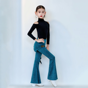 康尼拉丁舞蹈服秋冬新款女童日常练功服长袖上衣少儿训练长裤套装
