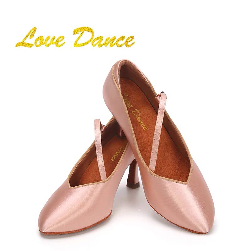 Lovedance摩登舞摩登鞋软底中高跟华尔兹舞蹈鞋演出室内女鞋三