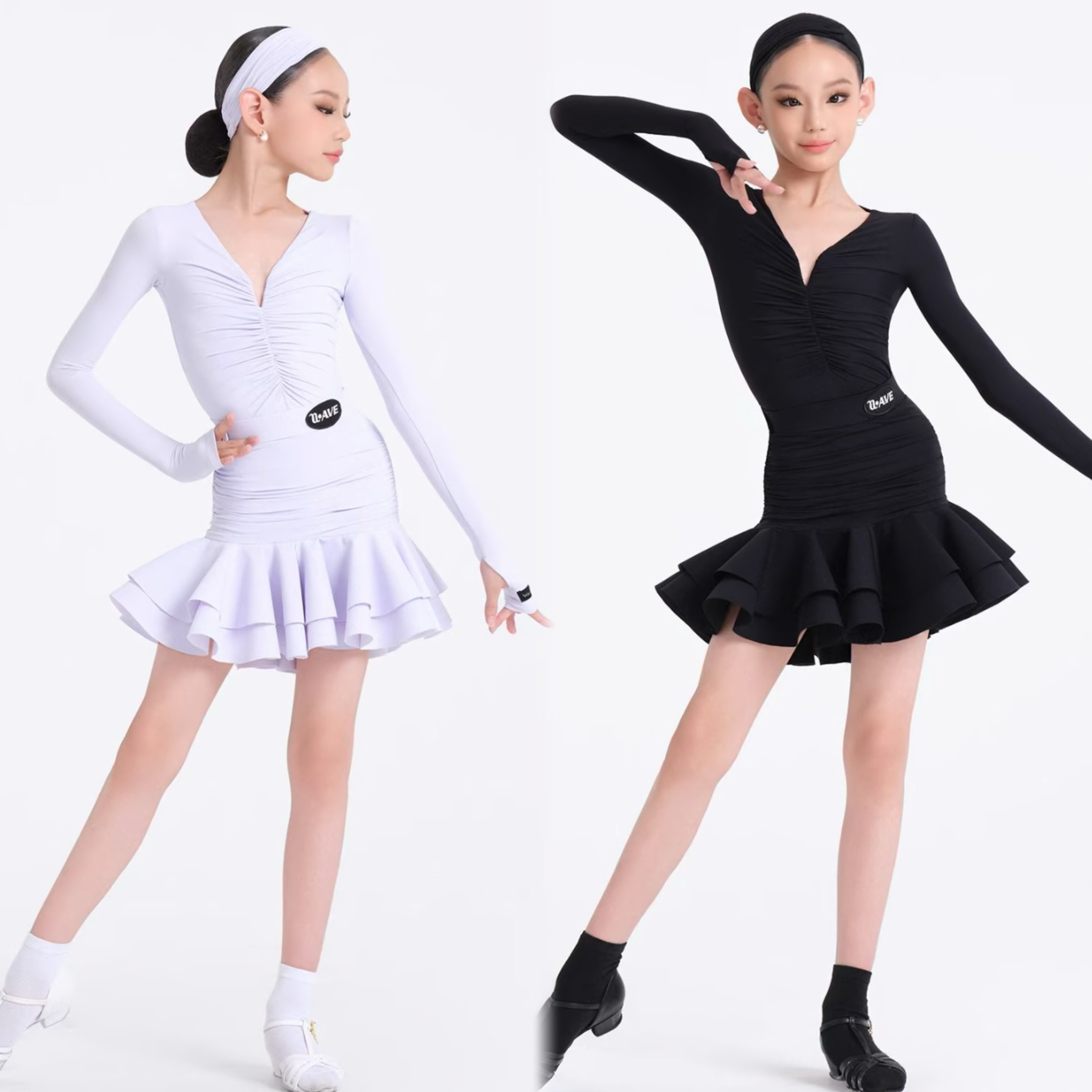 wave舞服未午拉丁舞法式印象高回弹秋冬长袖包臀练习服女童跳舞