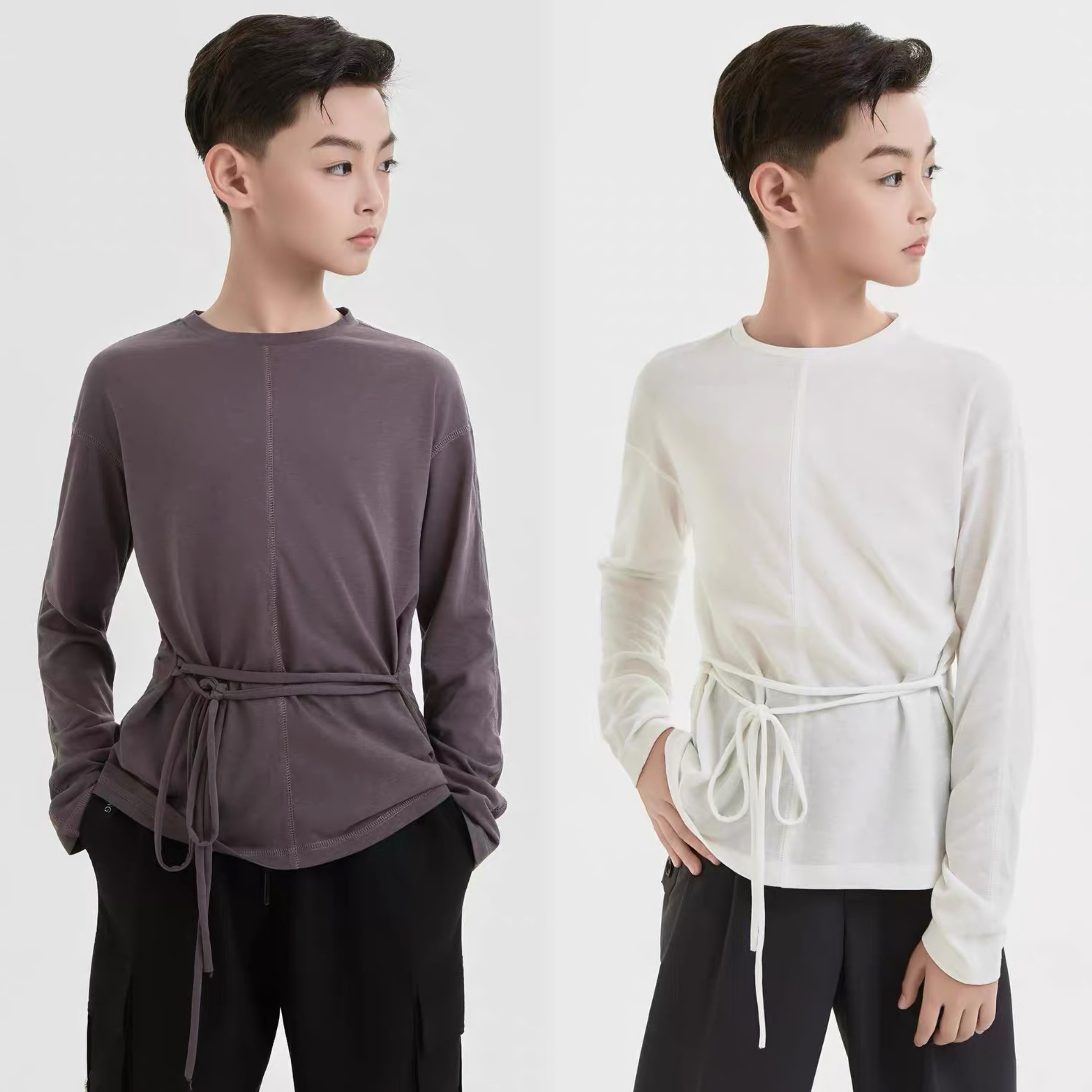 星辰拉丁舞服「松弛训练」男款长袖绑带拉丁舞练功服