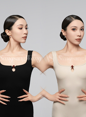 sswang舞服拉丁舞女士送你一朵小红花螺纹无袖吊带镂空开衩教师服