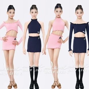 Level舞服少儿拉丁舞秋冬分体蓝莓浆果奶油草莓练习服女童跳舞