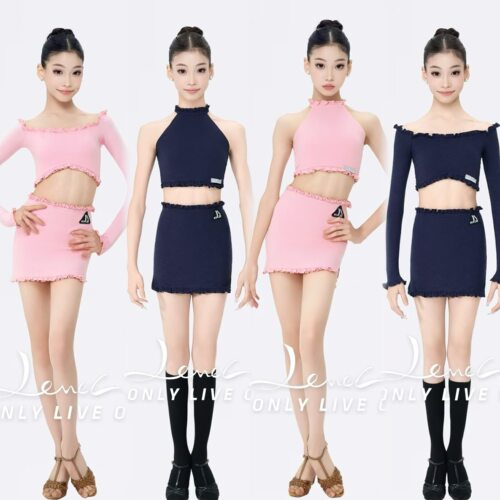 Level舞服少儿拉丁舞秋冬分体蓝莓浆果奶油草莓练习服女童跳舞
