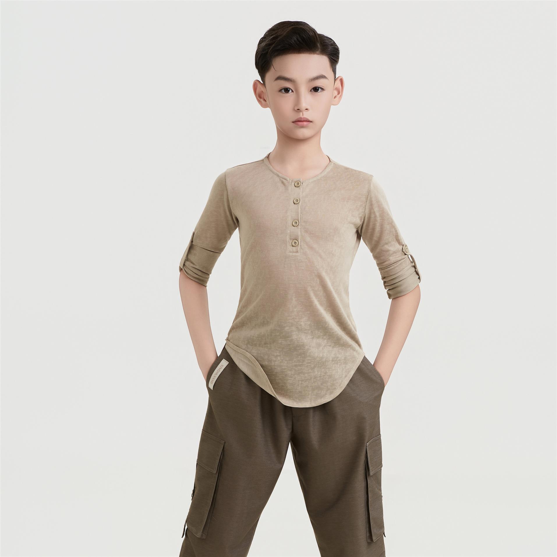 星辰拉丁舞服「松弛训练」男圆领T恤工装裤拉丁舞练功服日常休闲
