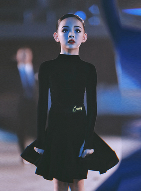 CONNY拉丁舞服装女标准比赛服专业黑池舞蹈儿童表演出鱼骨裙长袖