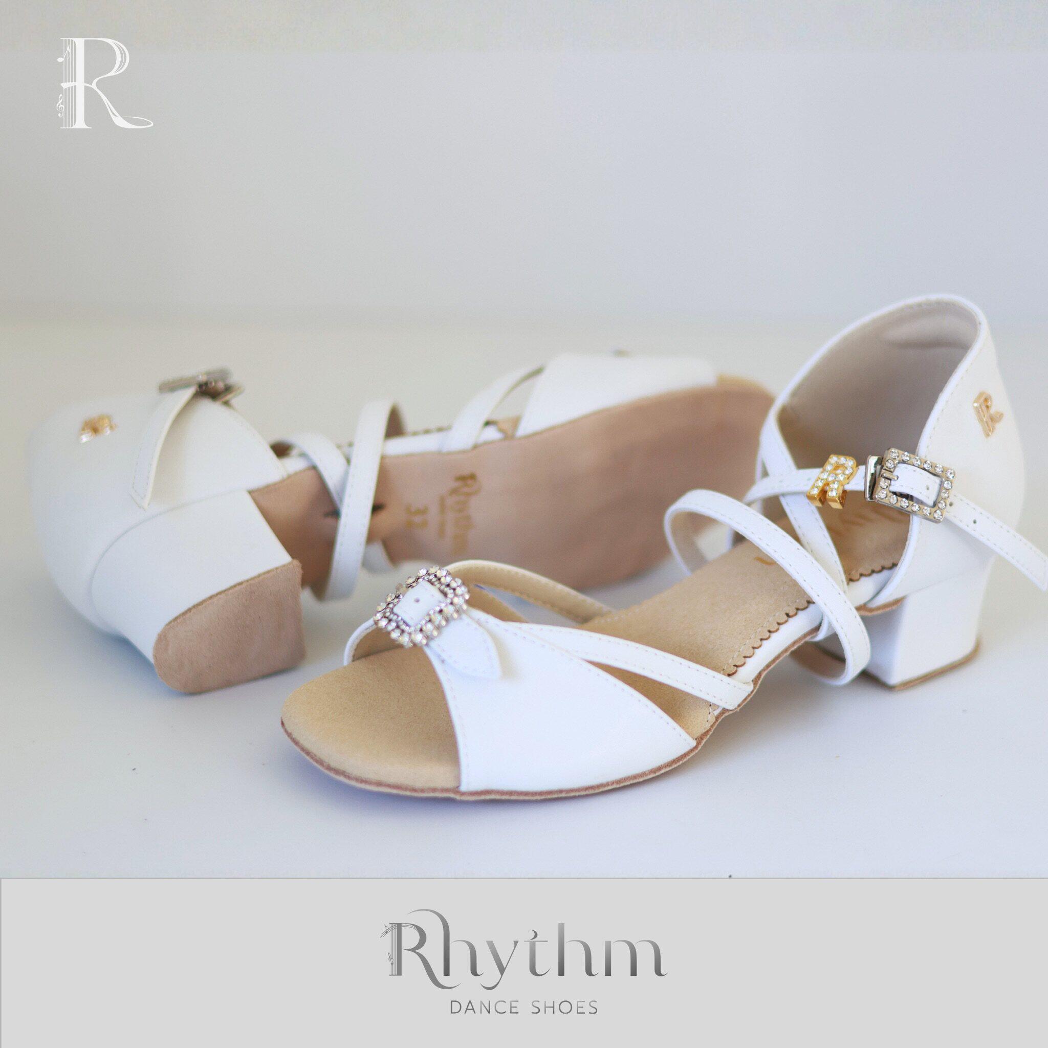Rhythm舞鞋-经典单扣-儿童拉丁舞鞋女孩软底中低跟练功考级比赛