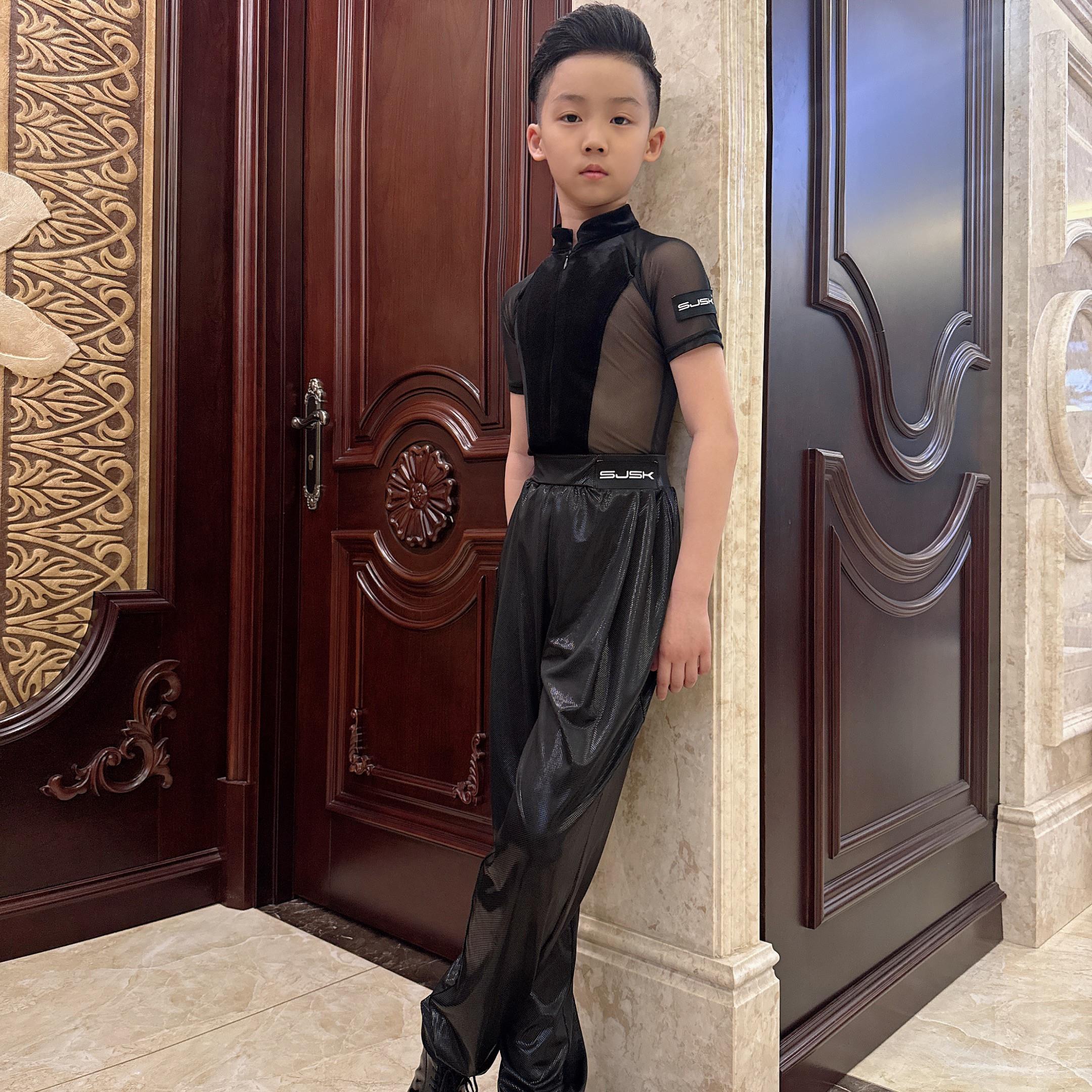 盛佳舞服拉丁舞男生爽肤亮闪裤子