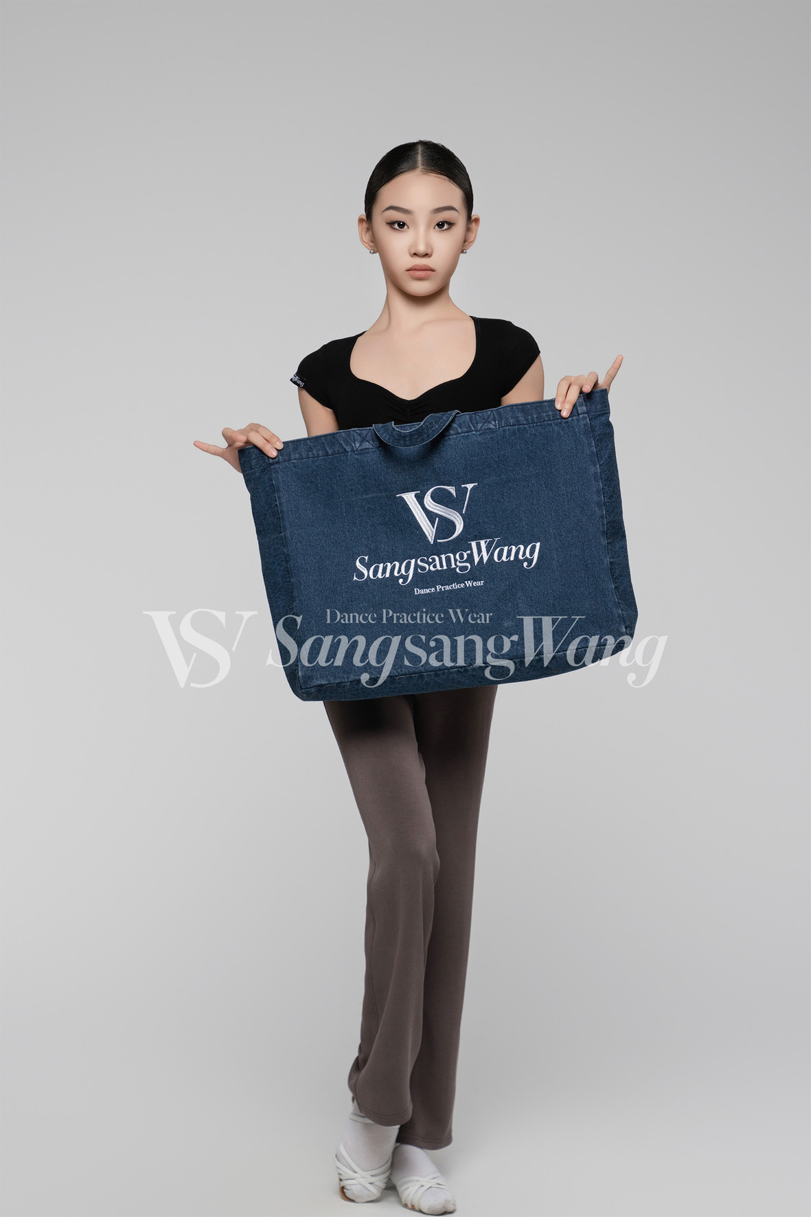 sswang舞服女童丹宁牛仔托特包品牌logo舞蹈包日常便携跳舞包包