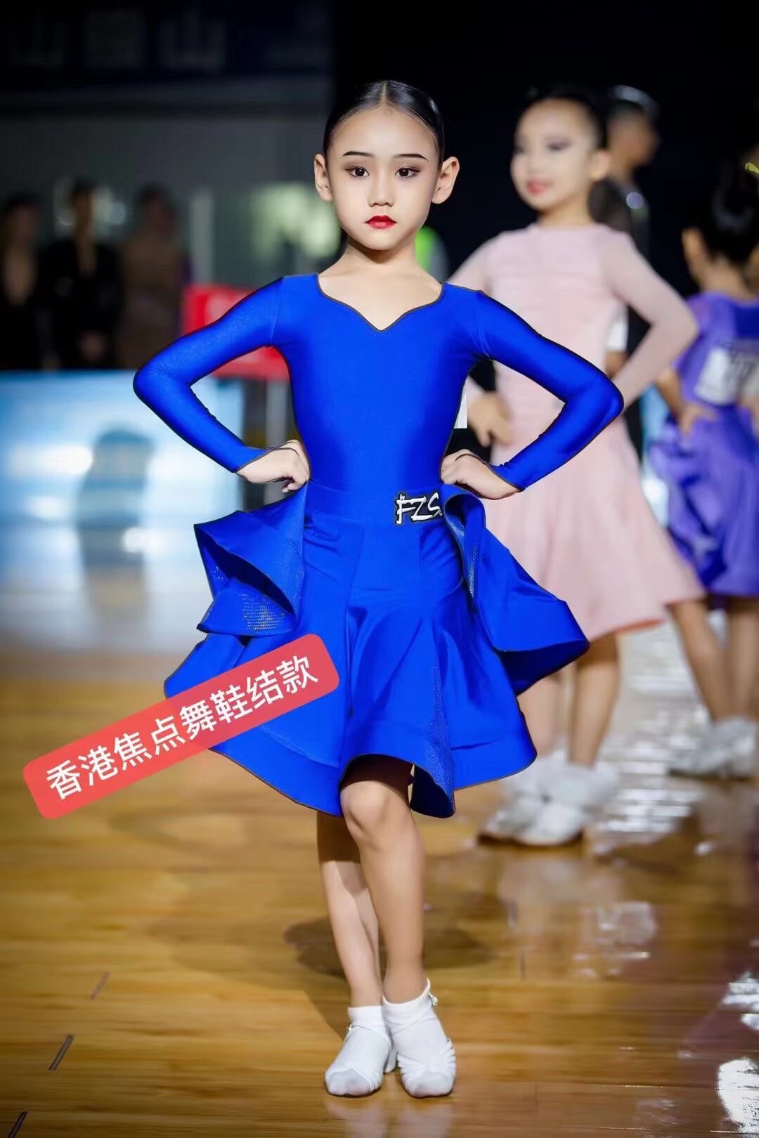 Focus香港焦点舞鞋少儿拉丁舞悠悠同款皮质结款方跟3.5cm拉丁比赛