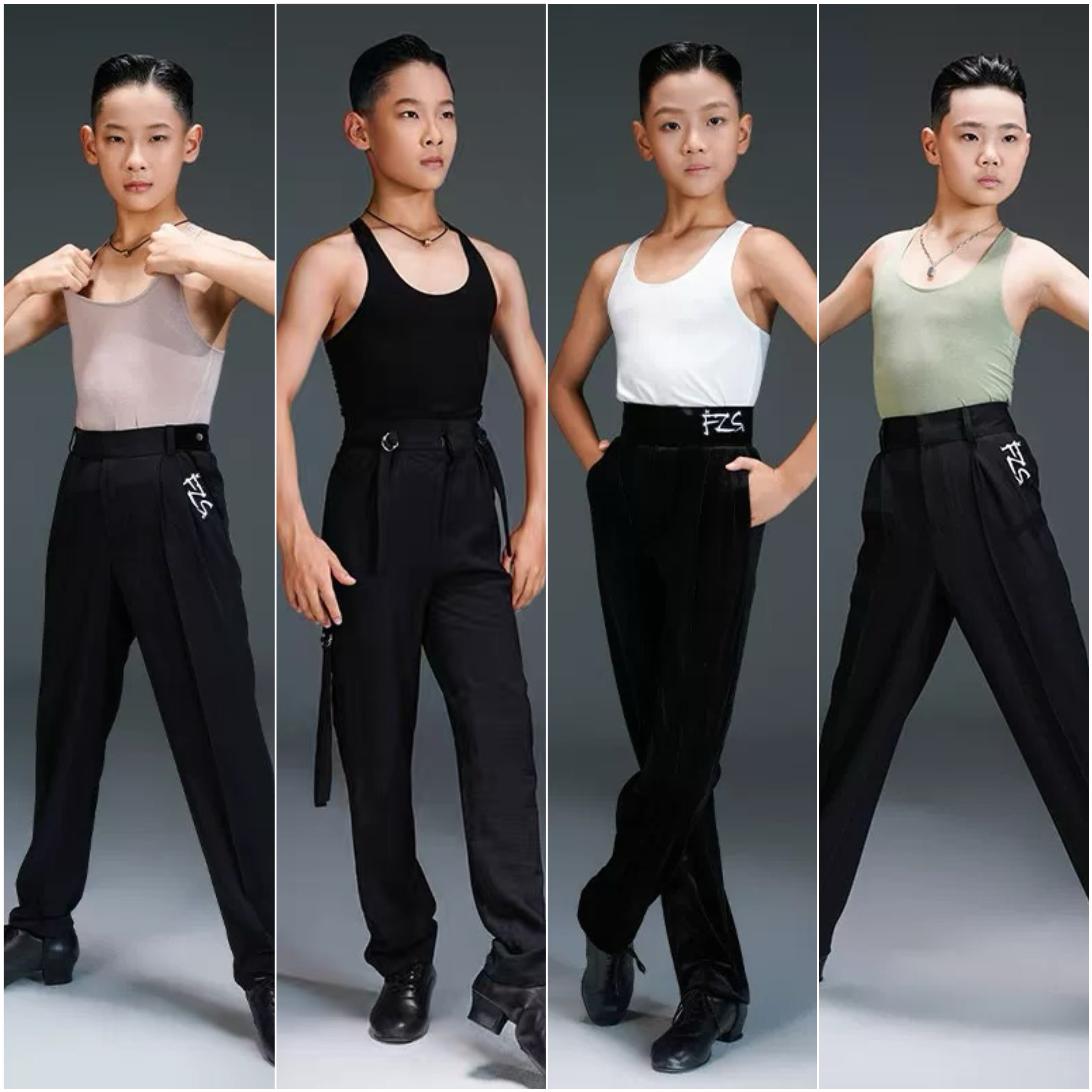 FZS舞服男童NS053拉丁舞男款百搭工字背心上衣练功服 四色可选