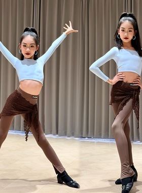 Tiomi舞服风帆舞蹈少儿拉丁舞秋冬长袖裤子套装臀保暖袜套练习服