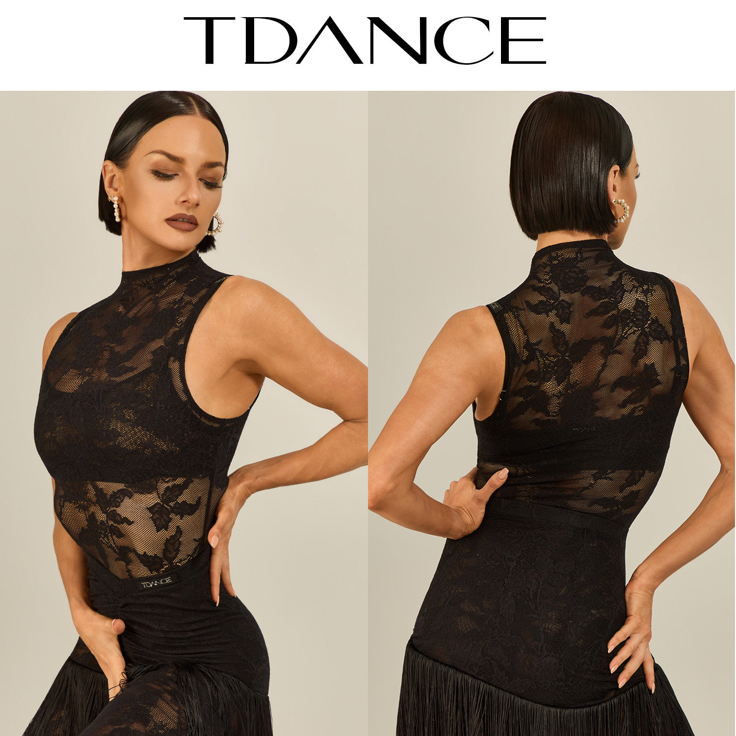 TDANCE拉丁练功服【小高领连体上衣】教师上课集训日常性感GL-288