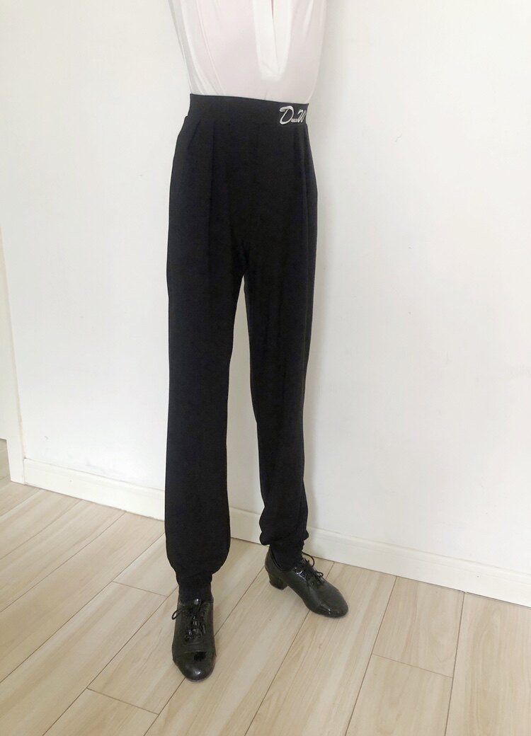 丹斯舞之美拉丁舞裤子舞蹈练功服男童训练服弹力松紧夏季薄款长裤